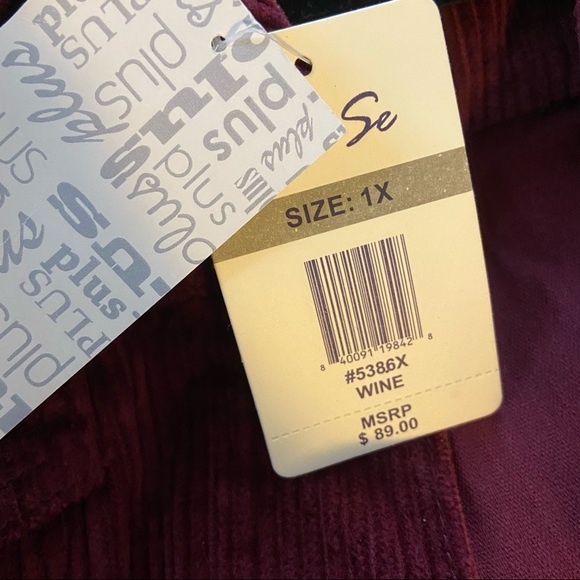 Corduroy Jacket Burgundy 1X - Picture 6 of 6